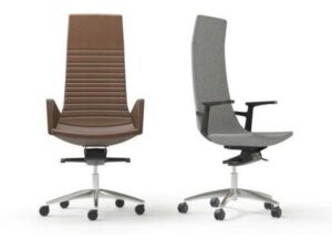 North Cape high backed executive chairs with off-centre tilt-mechanism and leather upholstery