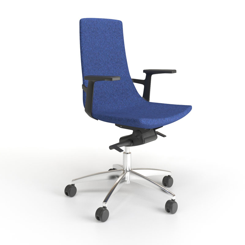 Northcape meeting and task chair with knee tilt mechanism and armrests on swivel mobile base
