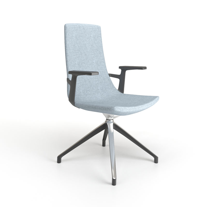 Medium back northcape meeting chair with armrests on polished swiveling meeting base 