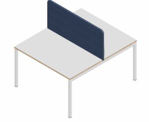 Forty 4 twin desk with acoustic screen in blue fabric 