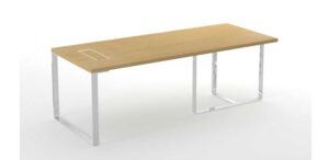 Plana executive desk in oak veneer and chrome legs