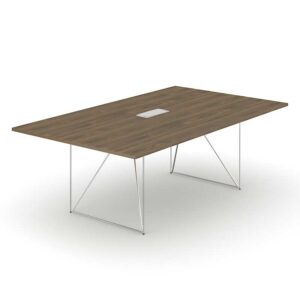 Air 2200mm by 1300mm rectangular meeting  table with chromed legs and walnut top