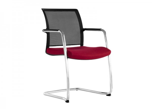 Diva meeting chair on static chromed cantilever metal frame