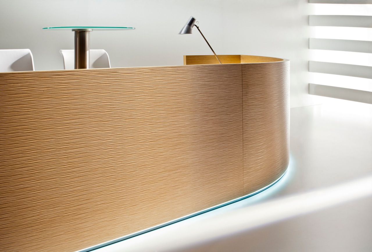 Furonto reception Counter in creased wood effect