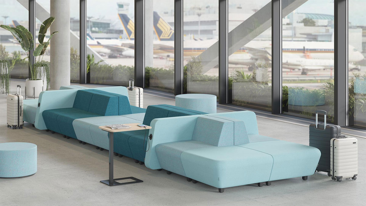 SoftRock modular seating arrangement in an airport departure lounge