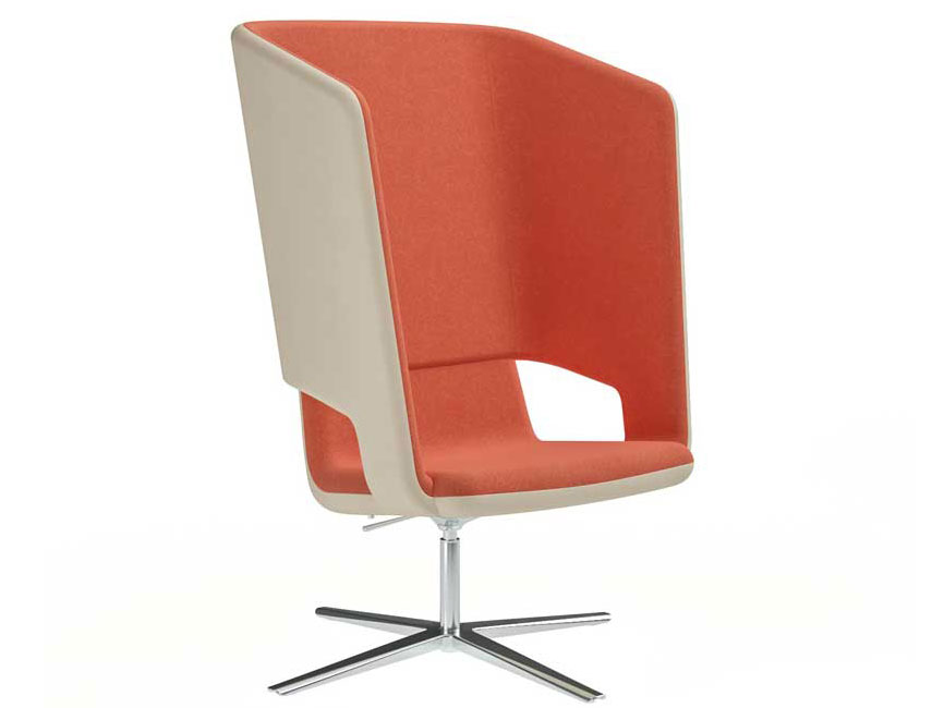 Twist Soft armchair with high back on swivel base