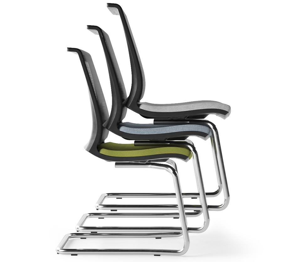 Eva Stacking Meeting chairs shown stacked 3 units together
