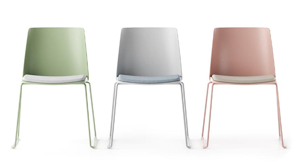 Lighttones plastic chairs with upholstered padded cushioned seats
