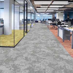 Burmatex Snowfall carpet tiles in large office